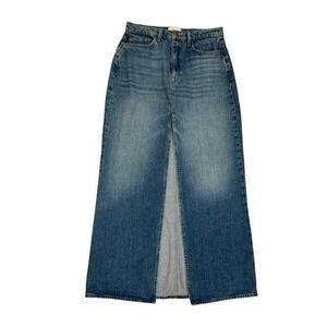 NEW Triarchy Distressed Denim Maxi Skirt with Front Slit Womens Size 29